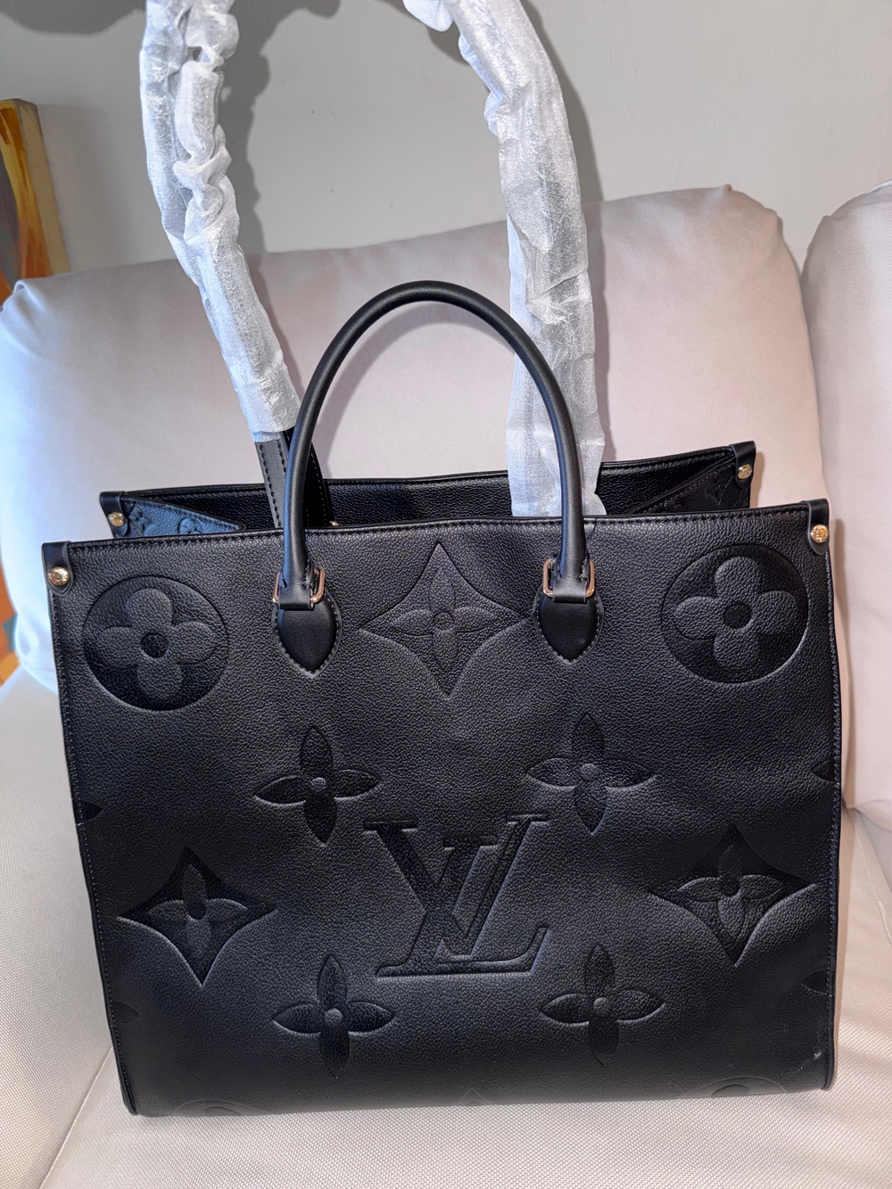 Black Embossed Leather Tote